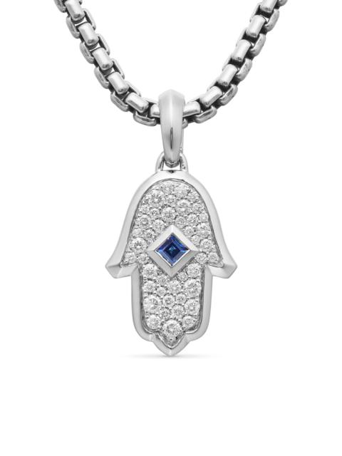 DAVID YURMAN Women's Hamsa Amulet in 18K White Gold with Pavé Diamonds and Sapphire, 26MM - Light Blue Sapphire