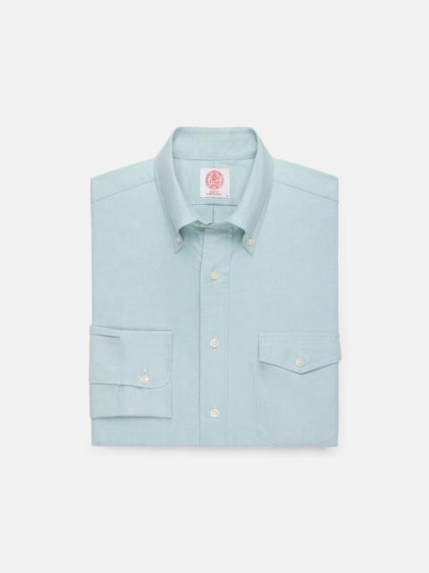 J. PRESS MADE-IN-USA FLAP POCKET GREEN OXFORD CLOTH BUTTON DOWN SPORTSHIRT - CLASSIC FIT