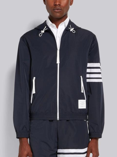 Navy Ripstop Mesh 4-Bar Hooded Zip Up Jacket