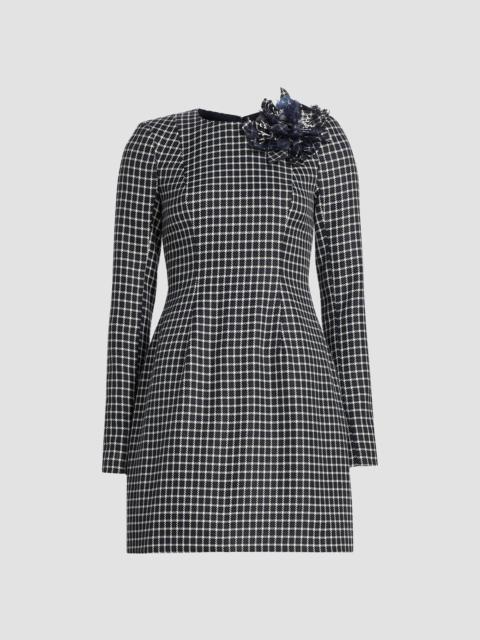 BADGLEY MISCHKA Women's Plaid Fitted Minidress - Navy Ivory
