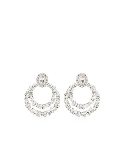 self-portrait crystal double-hoop earrings