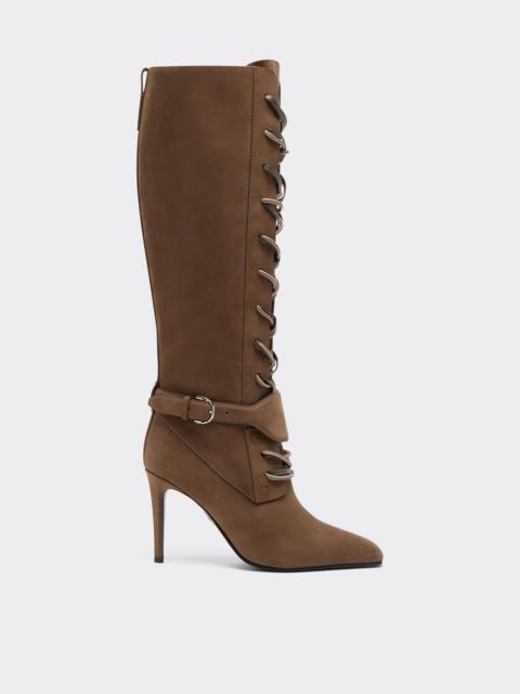 Ferrari High-top nubuck boot with buckle