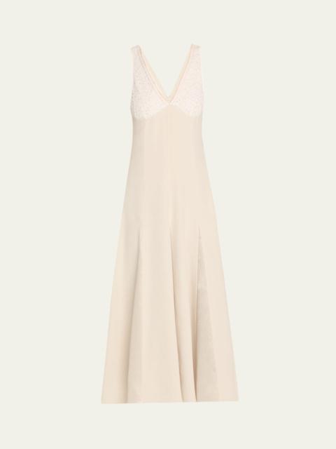 MARIA McMANUS V-Neck Lace Godet Dress