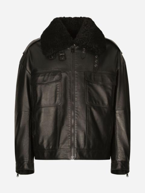 Bullskin jacket with shearling details