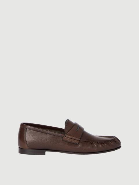 Brunello Cucinelli Riding calfskin penny loafers with precious detail