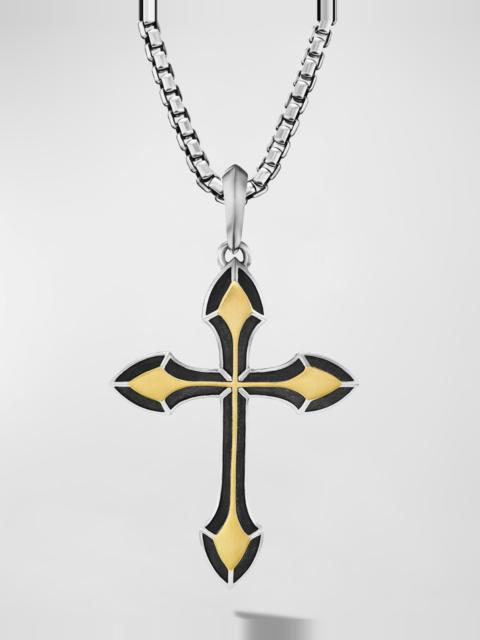DAVID YURMAN Men's Gothic Cross Pendant in Silver and 18K Gold, 27.5mm