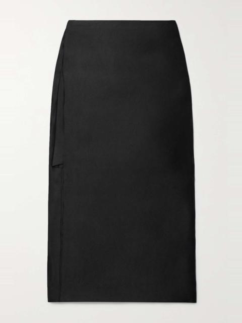 The Row Kanita layered silk-satin midi skirt