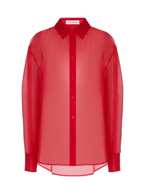 The Frankie Shop Peri Sheer Silk-Blend Shirt red