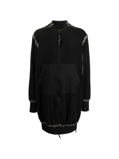 seam-detailing zip-up midi coat