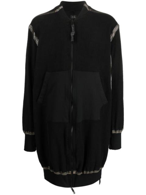 seam-detailing zip-up midi coat