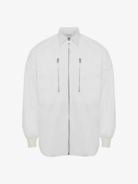Zip Detail Shirt  in White