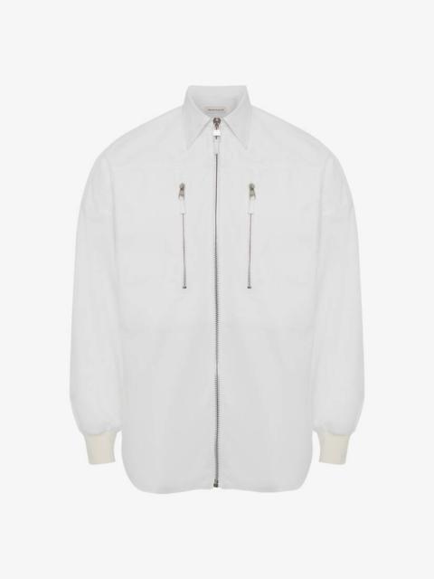 Alexander McQueen Zip Detail Shirt  in White