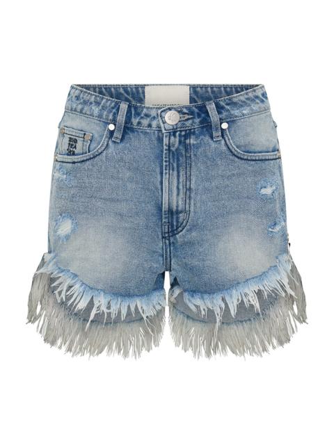 ONE TEASPOON Outlaws Mid Waist Mid Length Denim Shorts - Salty Dog Blue