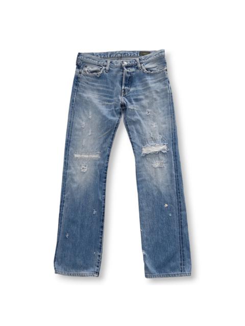 Other Designers Japanese Brand - Green BOWLES Co. Ltd Distressed Thrashed Selvedge Denim