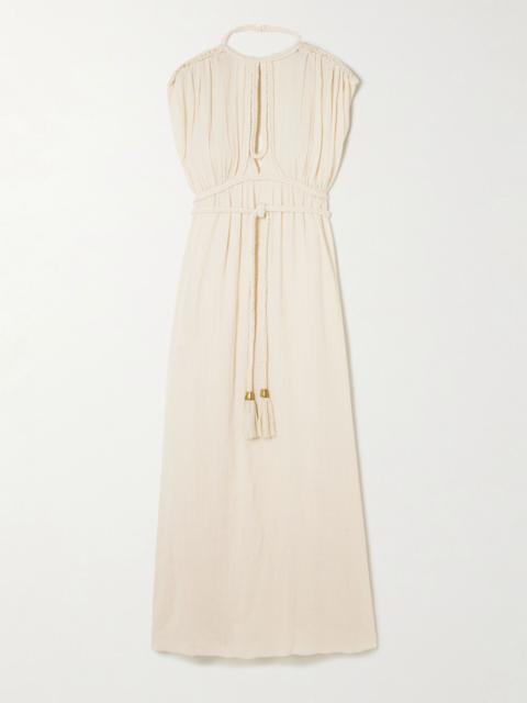 Isabel Marant Joya braided gathered cotton-gauze maxi dress Beige