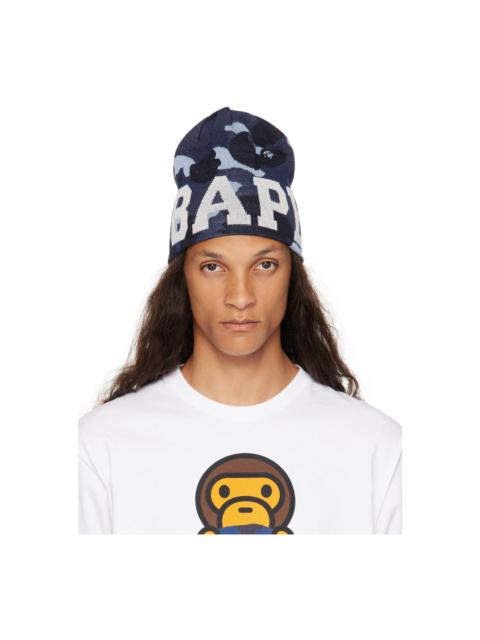 Navy Color Camo Knit Beanie