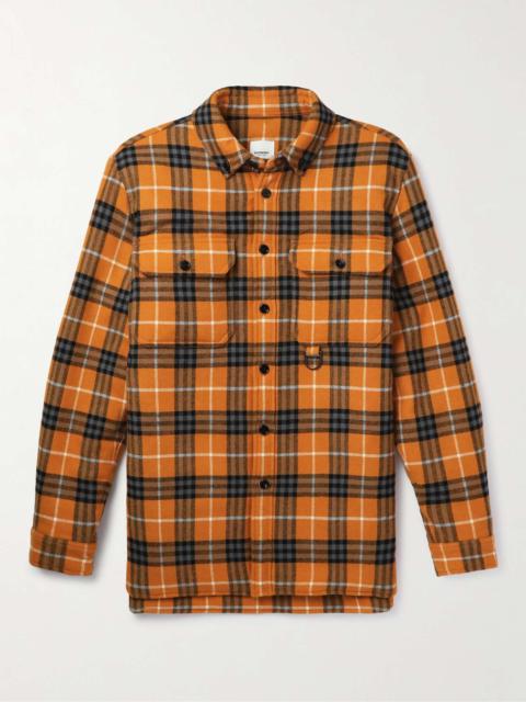 Button-Down Collar Checked Padded Wool and Cotton-Blend Overshirt
