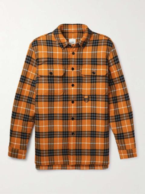 Burberry Button-Down Collar Checked Padded Wool and Cotton-Blend Overshirt