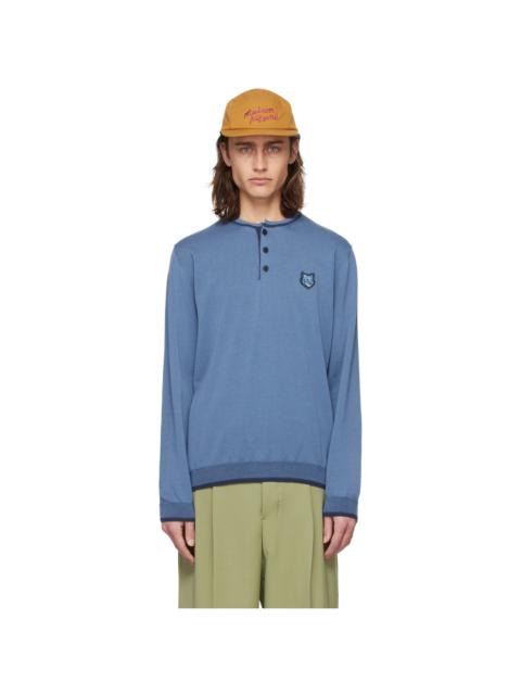 Maison Kitsuné Blue Bold Fox Head Henley