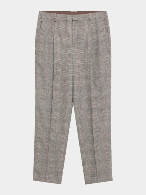 SAINT LAURENT Men's Glen Plaid Trousers