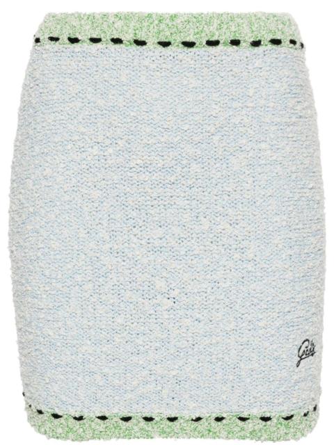 GCDS logo-embroidered bouclÃ© mini skirt