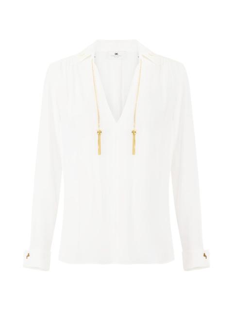 ELISABETTA FRANCHI jewelled tassel blouse