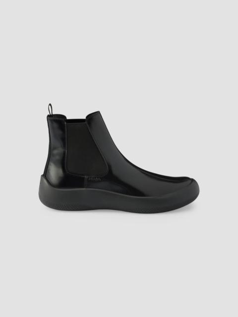Prada Men's Brushed Leather Chelsea Boots - Black