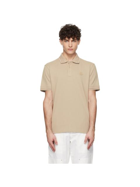 Moncler Beige Logo Patch Cotton Polo