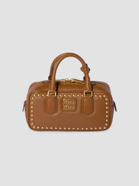 Miu Miu Women's Arcadie Studded Leather Top Handle Bag - Brown
