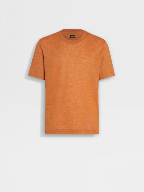 ZEGNA BRIGHT ORANGE LINEN T-SHIRT