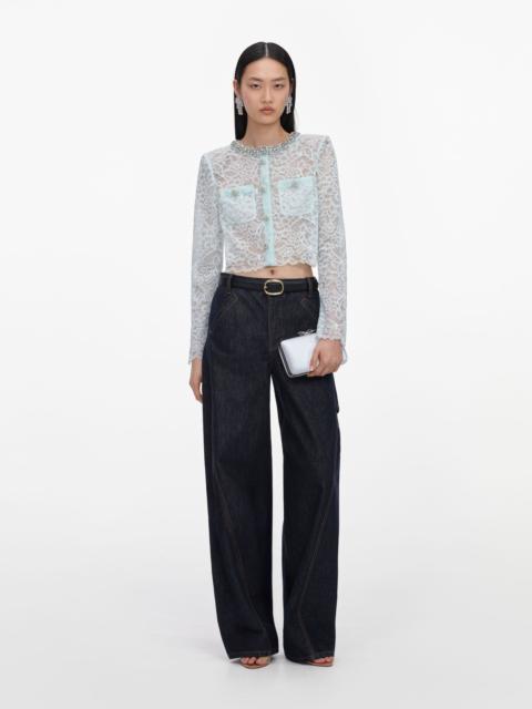 self-portrait Mint Lace Crystal Embellished Jacket