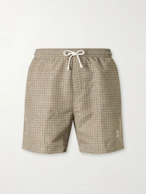 Brunello Cucinelli Straight-Leg Mid-Length Printed Shell Swim Shorts