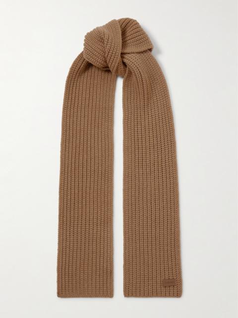 SAINT LAURENT Appliquéd Ribbed Cashmere Scarf