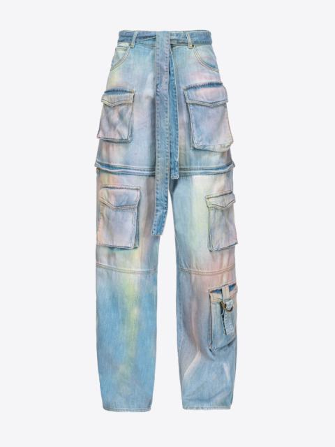 PINKO MULTICOLOURED DUSTY DENIM CARGO JEANS