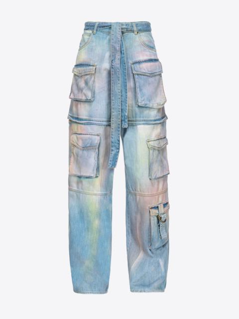 MULTICOLOURED DUSTY DENIM CARGO JEANS