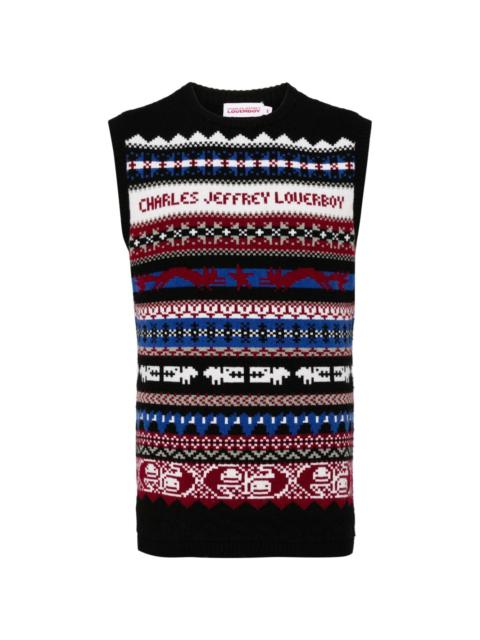 CHARLES JEFFREY LOVERBOY Fair Isle-intarsia knitted top