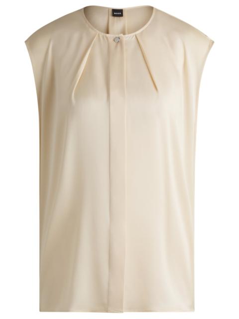 BOSS FITTED SLEEVELESS BLOUSE IN STRETCH SILK WITH CONCEALED PLACKET