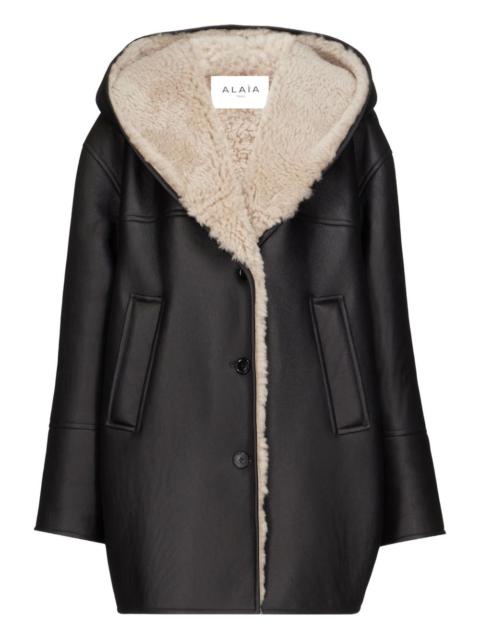 Alaïa hooded shearling coat