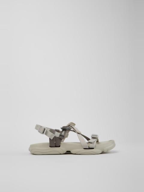 CAMPER Karst Sandal Gray and Beige Textile Sandals for Women.