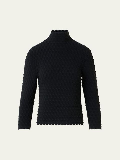 AKRIS Popcorn Knit Mock-Neck Sweater