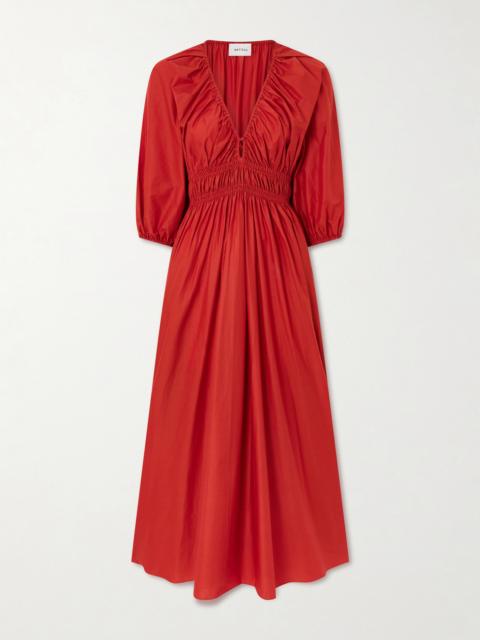 MATTEAU Shirred Organic Cotton-poplin Maxi Dress