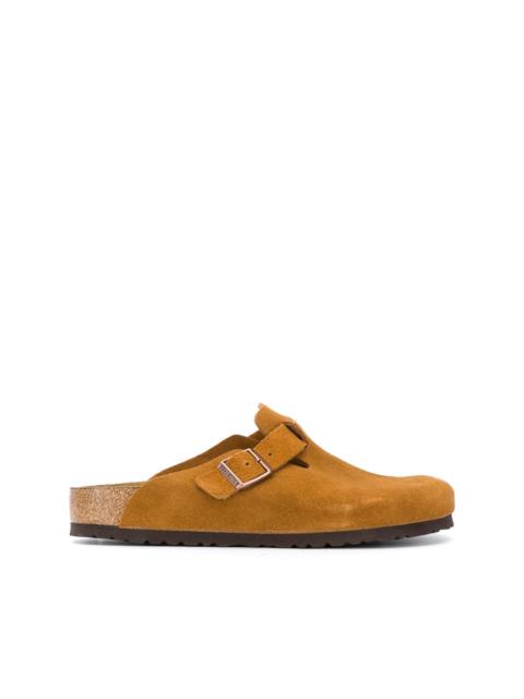 suede buckle slippers