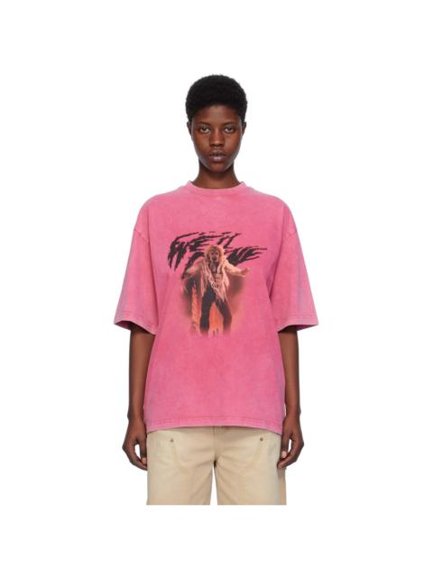 We11done Pink Vintage Horror T-Shirt