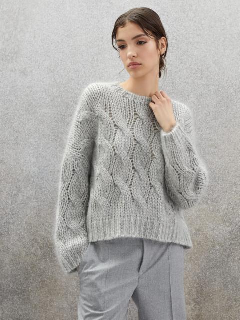 Brunello Cucinelli Sparkling mohair and wool cable knit sweater