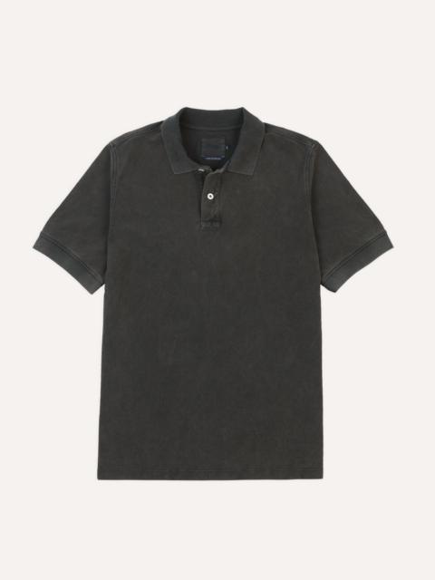 Drake's Washed Black Piqué Cotton Polo Shirt