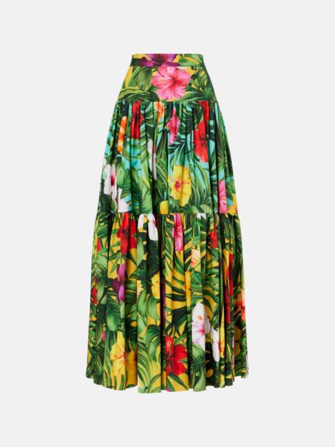 Dolce & Gabbana Floral tiered cotton maxi skirt