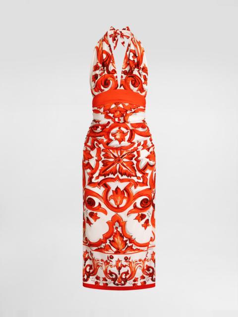 Dolce & Gabbana Majolica-print charmeuse long dress