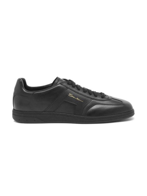 Santoni Men's black leather DBS Oly sneaker