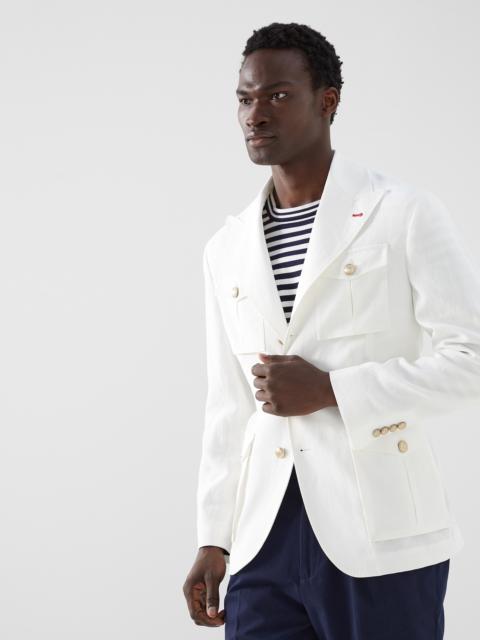 Brunello Cucinelli Twisted linen safari jacket with metal buttons