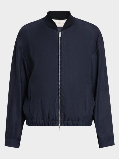 PESERICO Zip-Front Twill Bomber Jacket